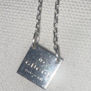 Gucci Silver Square Pendant Necklace
